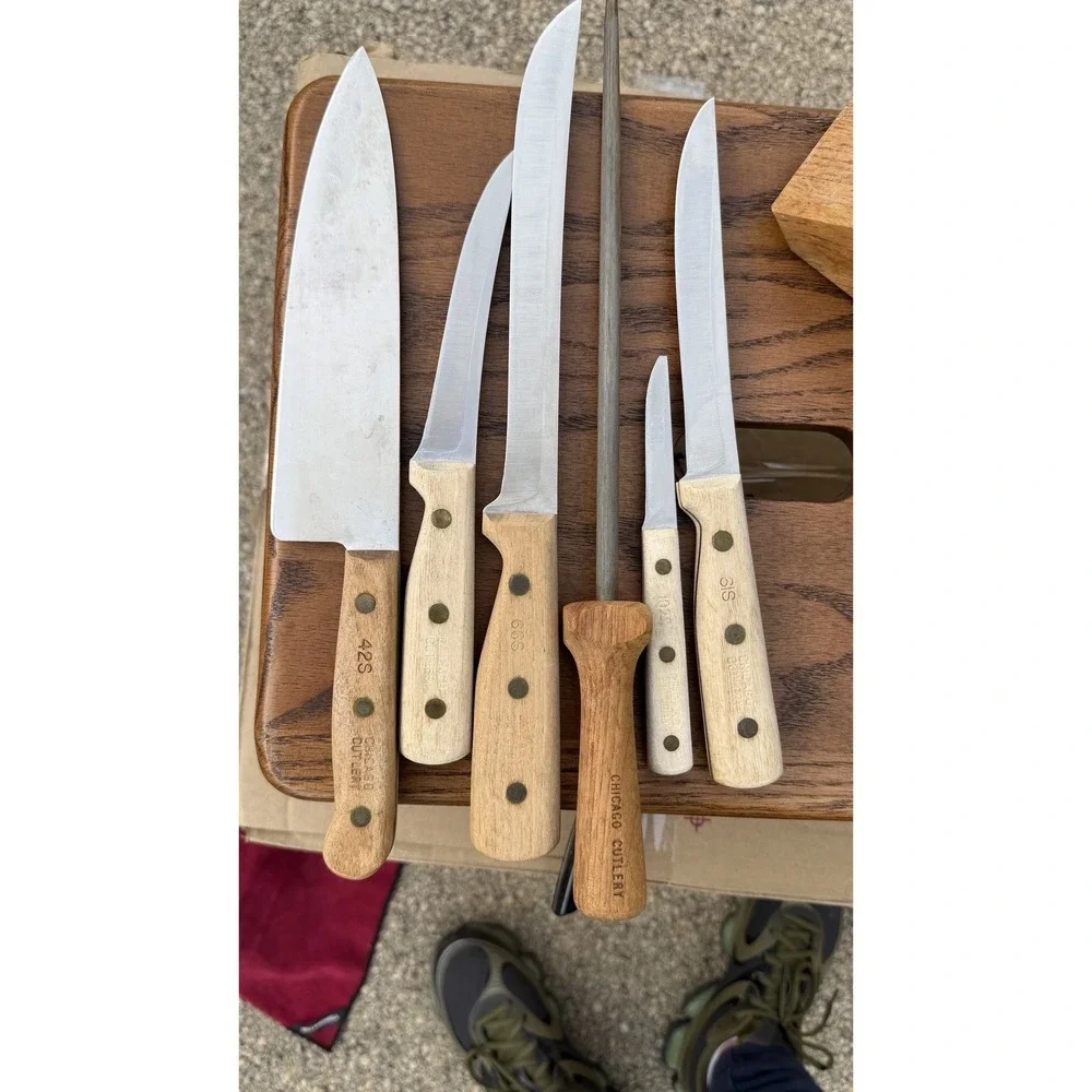 Chicago Cutlery Knife Block Set Wood Handles Chef Utility Paring‎ Steel